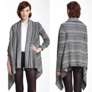 Black&White Drape Front Sweater Cardigan